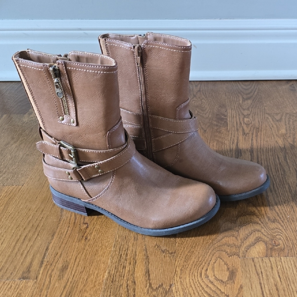 Guess Tan Ankle Booties with Buckle Straps